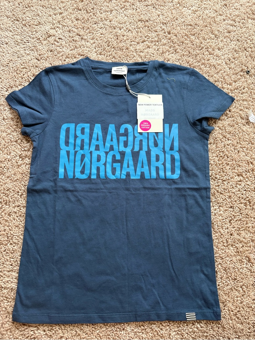 Mads Norgaard Navy Tee with Bright Blue Logo